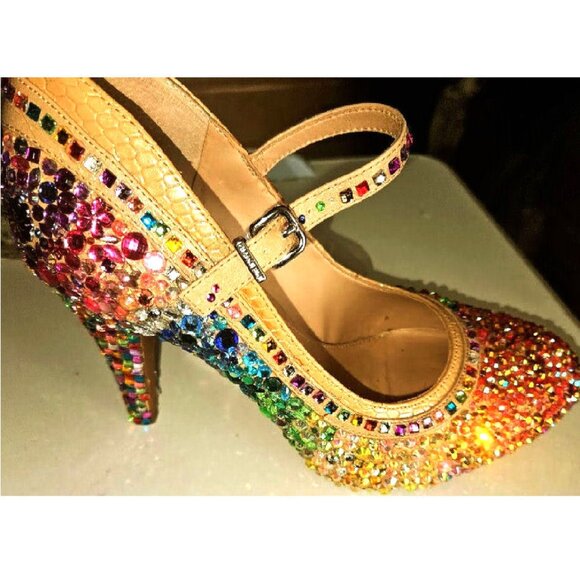 Gorgeous Rainbow Sequined Heels - Picture 10 of 15
